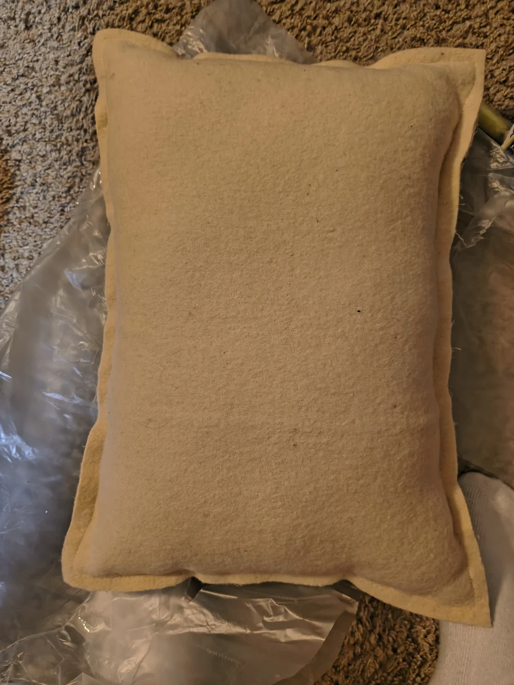 Handmade Holiday Tree Patchwork Pillow - White Tree on Sage